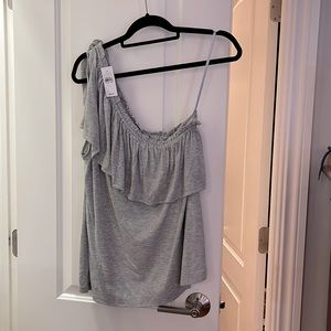 Off the shoulder grey tank. Size large. NWT